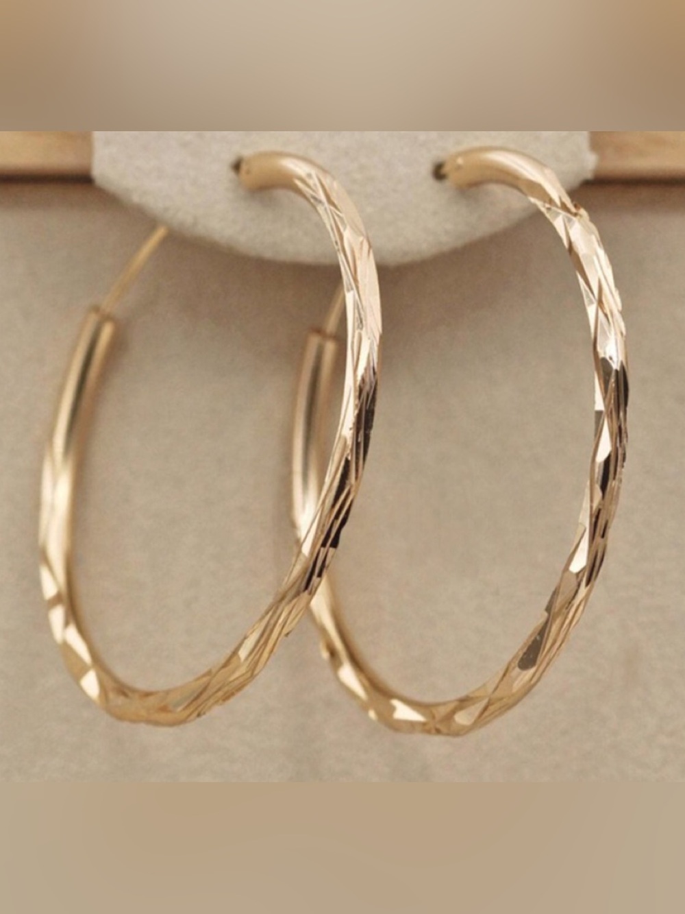 Textured Gold Hoop Earrings for Women - Refined Twisted Design - Picture 4 of 4